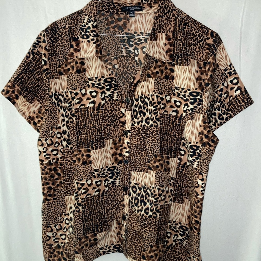Notations Leopard Patchwork Casual Shirt